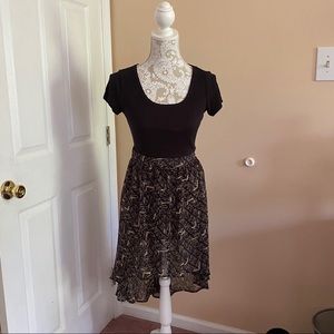 Hi-Lo Skirt • Black/Tan Print
